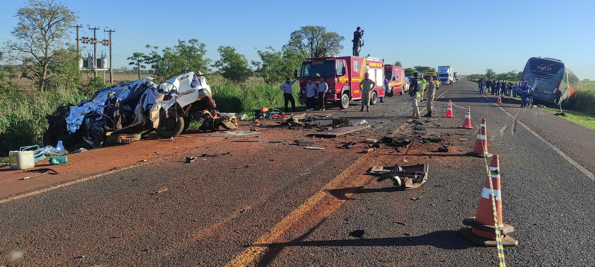 O grave acidente aconyeceu na madrugada desta segunda-feira - Foto: Olimar Gamarra/Rio Brilhante em Tempo Real