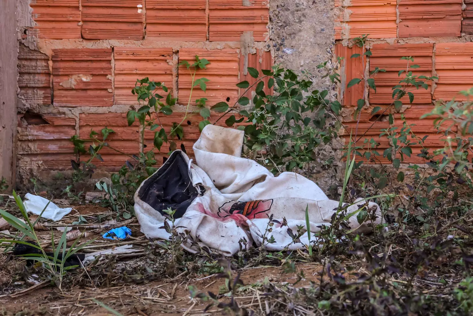 Roupas do ladrão no terreno baldio (Nathalia Alcântara, Jornal Midiamax)